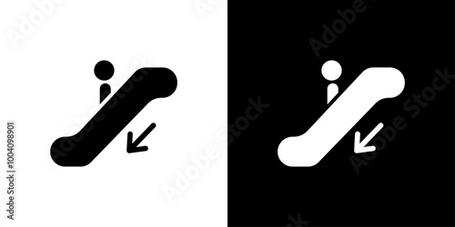 Escalator down icon Flat art illustration in outline