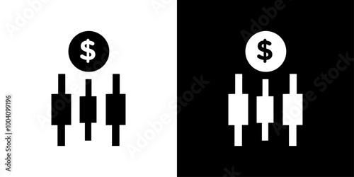 Forex stock market icon Flat art illustration in outline