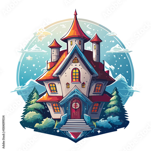 Magical house vector art illustration logo design