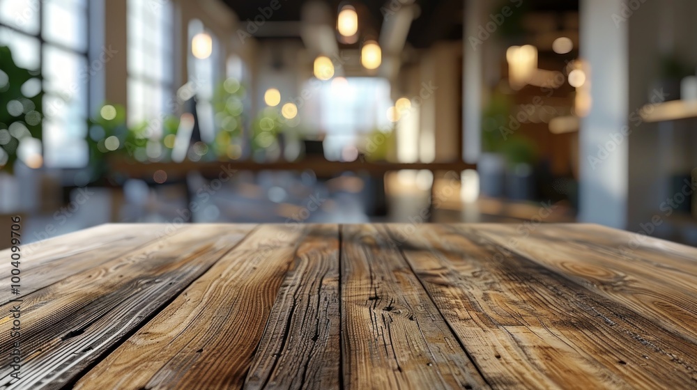 Wooden office table against a blurred background of a modern office, perfect for presenting and advertising business products. Wooden office table against a blurred background of a modern office, perfect for presenting and advertising business products.