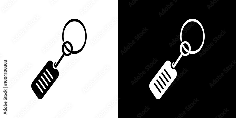 Key Chain Icon Flat art illustration in outline Key Chain Icon Flat art illustration in outline