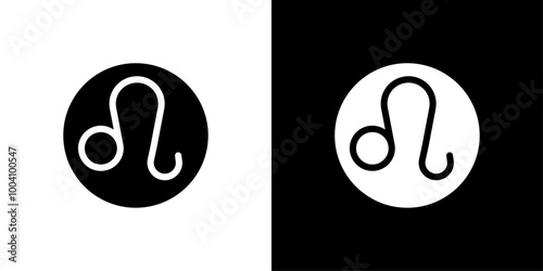 Leo zodiac sign icon Flat art illustration in outline
