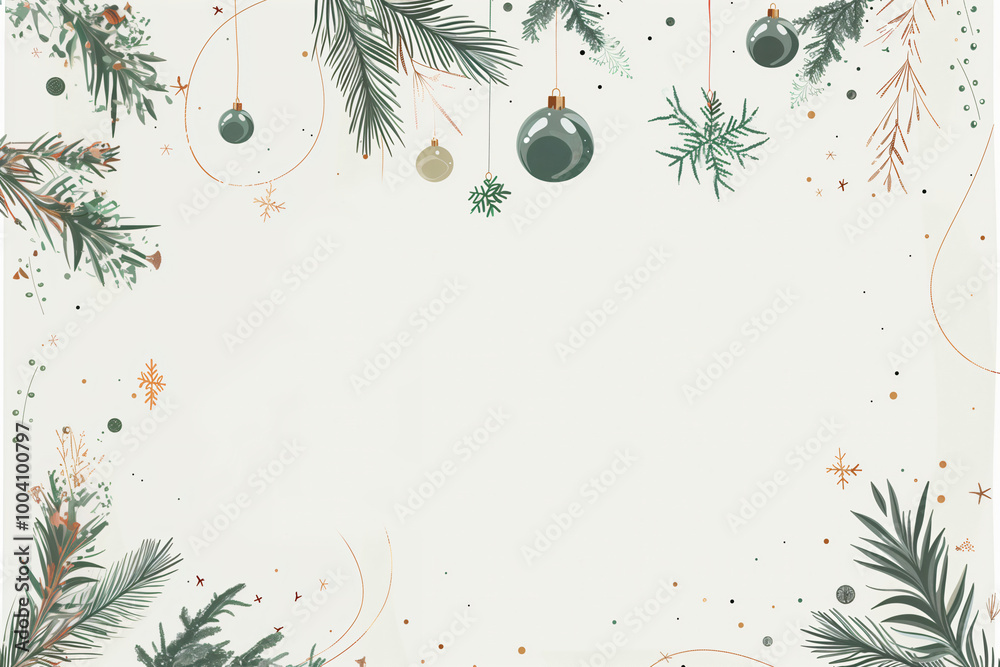 Christmas Background with Cream Background and Cute Ball and Christmas Theme Border Christmas Background with Cream Background and Cute Ball and Christmas Theme Border
