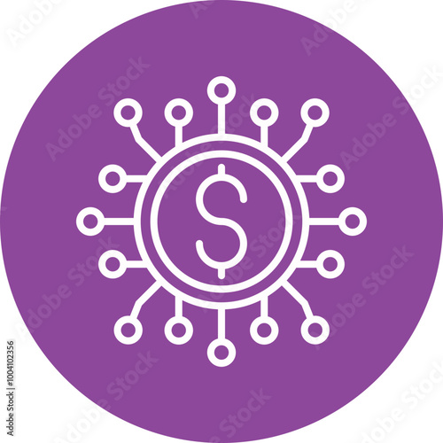 Virtual Currency line circle icon