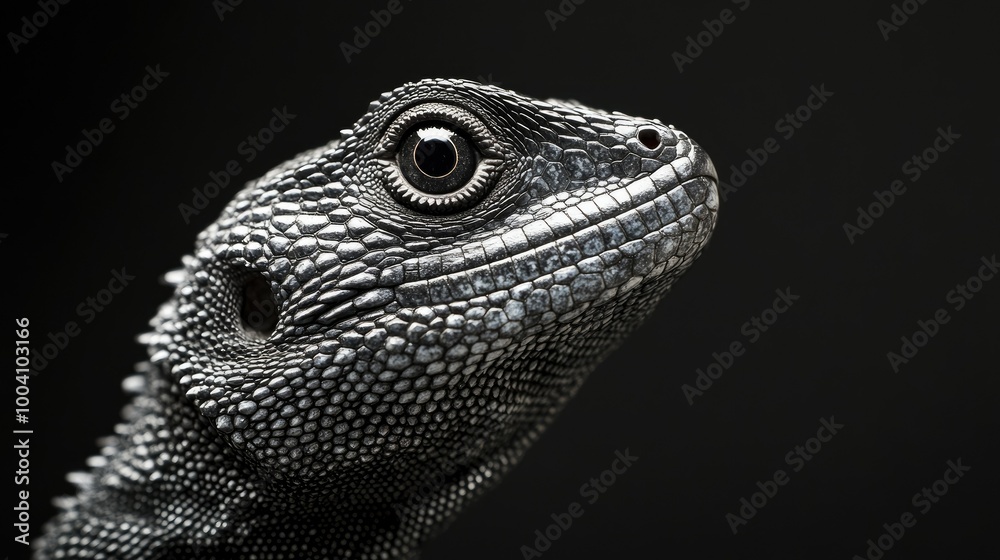 A solid background highlights the intricate scales of a lizard, creating a modern, minimalistic aesthetic. A solid background highlights the intricate scales of a lizard, creating a modern, minimalistic aesthetic.