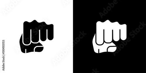 punch fist hand icon Flat art illustration in outline