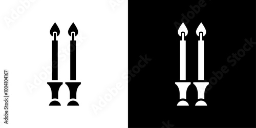 Shabbat candles icon Flat art illustration in outline