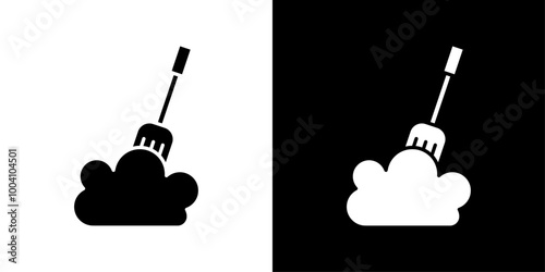 Snow and shovel icon Flat art illustration in outline