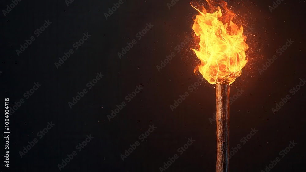 Magical staff with a glowing fire crystal, flames swirling around the crystal and casting a magical light in the surroundings Magical staff with a glowing fire crystal, flames swirling around the crystal and casting a magical light in the surroundings