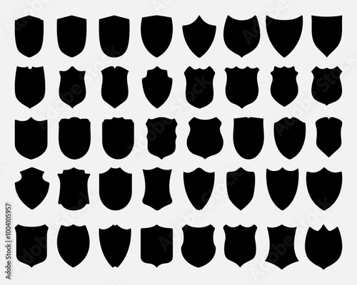 A set of shields. Shield blanks with an uneven top. Can be used to create coats of arms.
