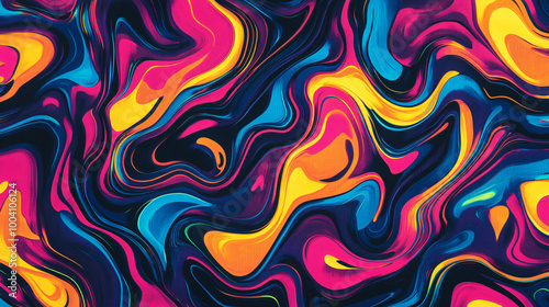  A vibrant pattern of swirling lines with neon highlights. 