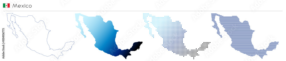Mexico - outline, gradient, dotted and lines geometrical country - vector illustration Mexico - outline, gradient, dotted and lines geometrical country - vector illustration