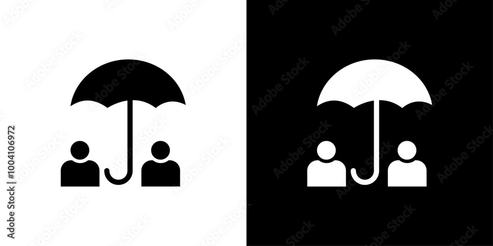 Umbrella sharing Icon Flat art illustration in outline Umbrella sharing Icon Flat art illustration in outline
