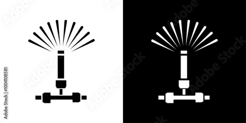 Automatic irrigation sprinklers icon Flat art illustration in outline