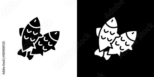 Bait Fishing Minnow icon Flat art illustration in outline