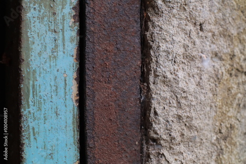 Rusty iron and iron coated with anti-rust paint