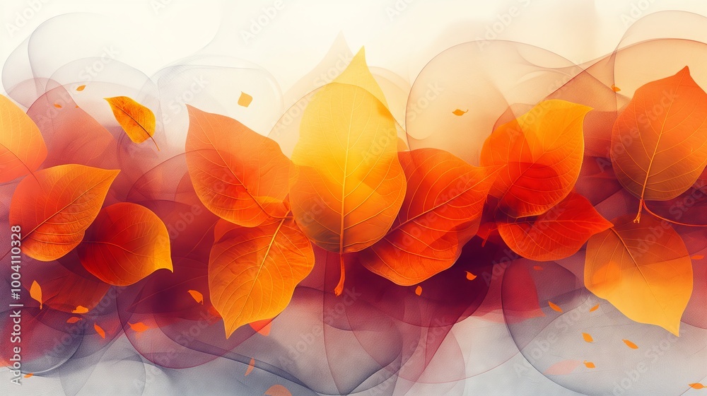 Fototapeta premium Vibrant autumn leaves with elegant abstract background