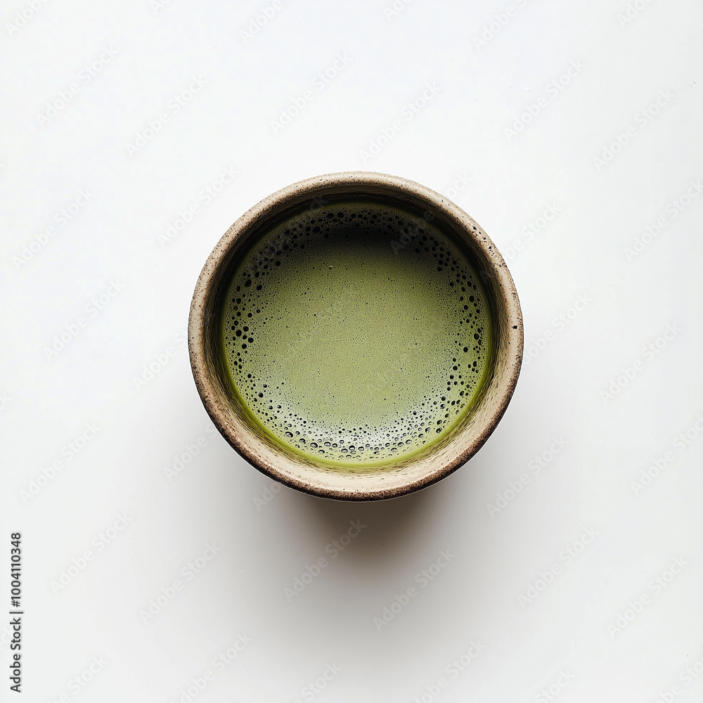 Japanese matcha green tea on white background. generative AI Japanese matcha green tea on white background. generative AI