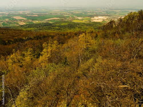 The view from the top of Sleza mountain in the Sudeten Foreland in Poland photo