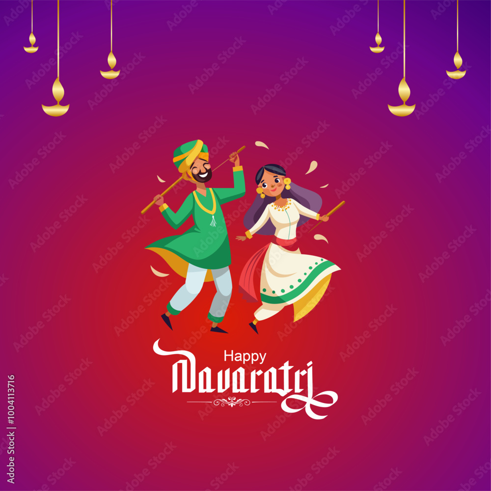 Garba Night poster for Navratri Dussehra festival of India. vector illustration design of peoples playing Dandiya dance Garba Night poster for Navratri Dussehra festival of India. vector illustration design of peoples playing Dandiya dance