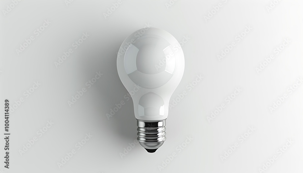 A modern icon of a lightbulb with detailed features and sleek lines centered on a pristine white background A modern icon of a lightbulb with detailed features and sleek lines centered on a pristine white background