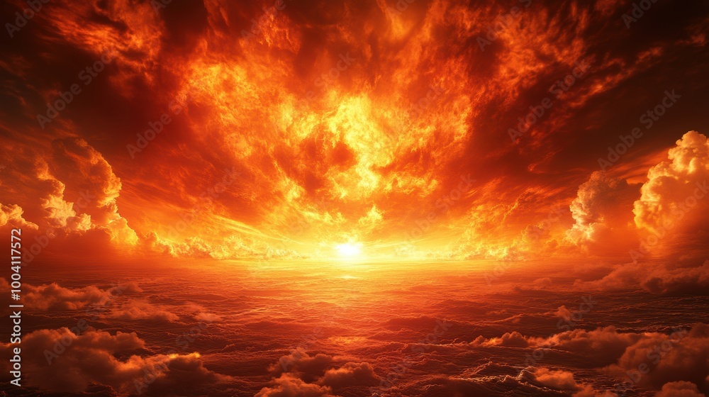 Fototapeta premium Apocalyptic Sky Ablaze with Roaring Flames