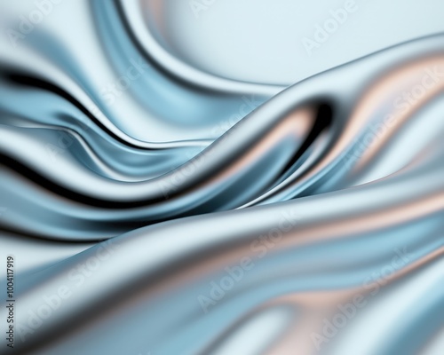 Abstract texture of smooth, flowing liquid metal in silver tones