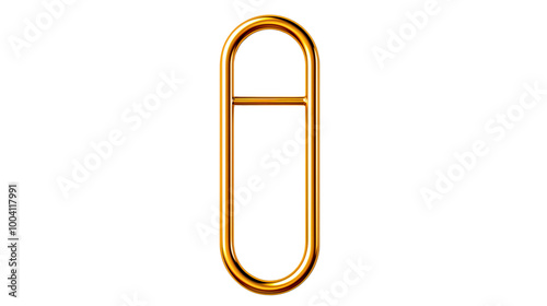 Golden Paper Clip, studio view, isolated on white background.