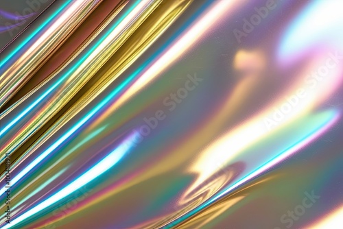 Iridescent Gold Holographic Chrome Foil Texture with Pastel Rainbow Gradient Design