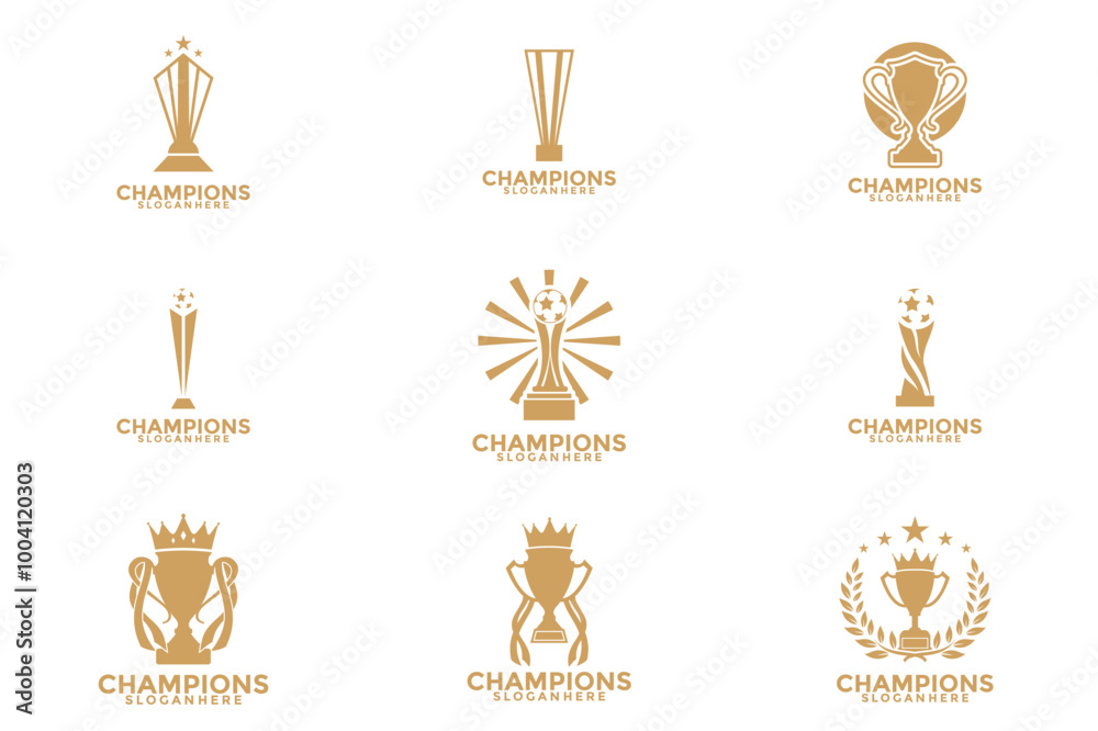 Set of Trophy with start logo icon design template flat vector illustration, Award Winner logo design template Set of Trophy with start logo icon design template flat vector illustration, Award Winner logo design template