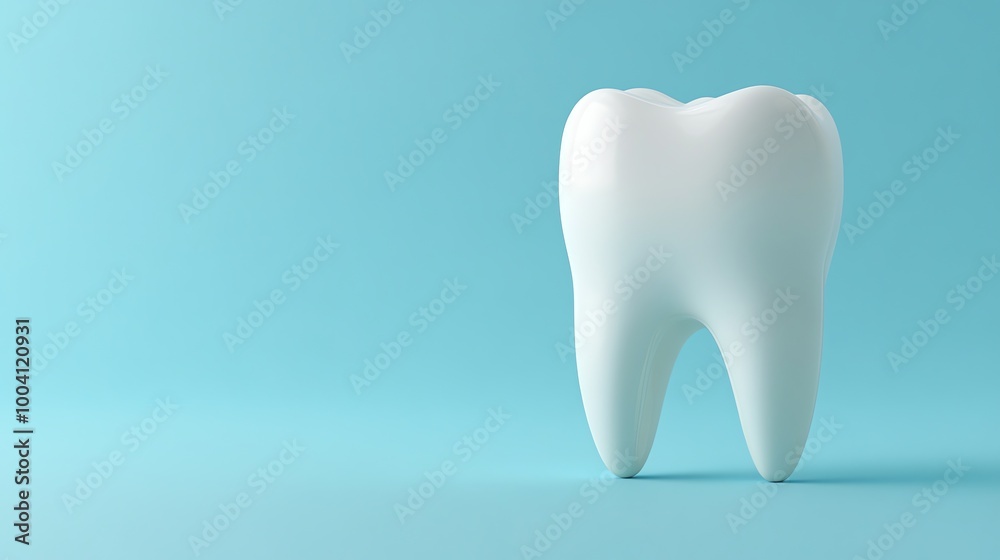 A single, white tooth isolated against a blue background. A single, white tooth isolated against a blue background.