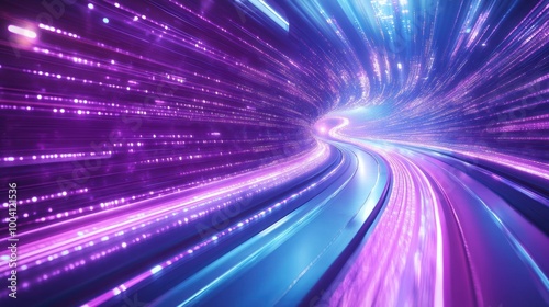 Abstract Digital Light Trail in Vibrant Neon Colors