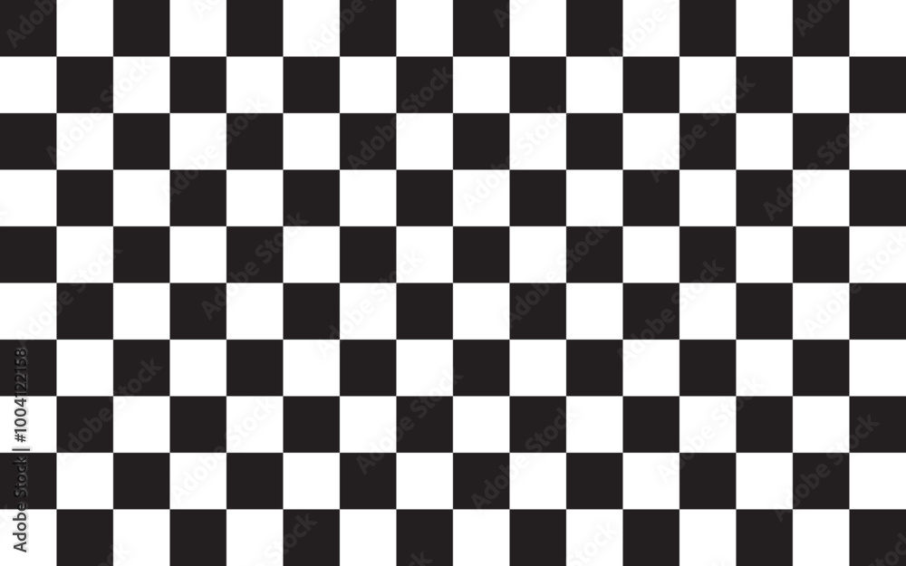 Black and white checkered pattern. Seamless chessboard design. Square background. Vector illustration. Mosaic ornament.