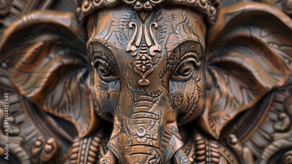 Intricate Close-Up of Lord Ganesh's Face Intricate Close-Up of Lord Ganesh's Face