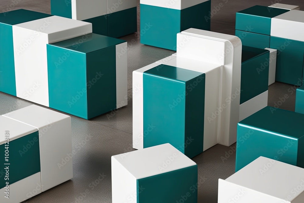 Modern Elegant 3D Teal and White Cube Design for Professional Corporate Use Modern Elegant 3D Teal and White Cube Design for Professional Corporate Use