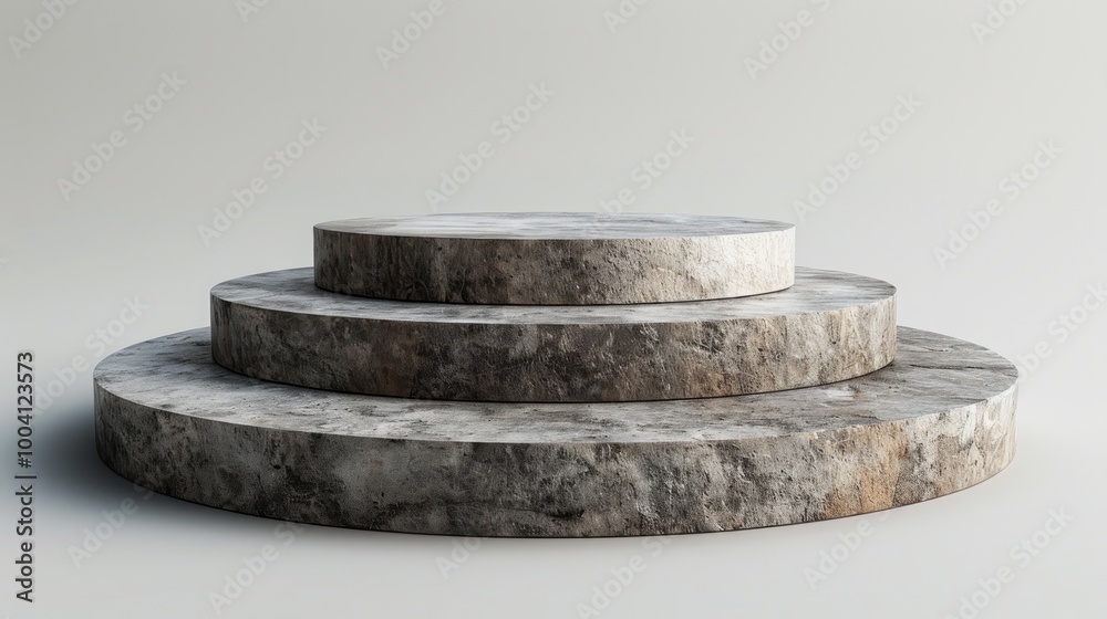 Concrete podium, pedestal, stand on white background. Meditation relaxation, spa therapy and health. 3d render illustration.Stone texture slab structure. Concrete podium, pedestal, stand on white background. Meditation relaxation, spa therapy and health. 3d render illustration.Stone texture slab structure.