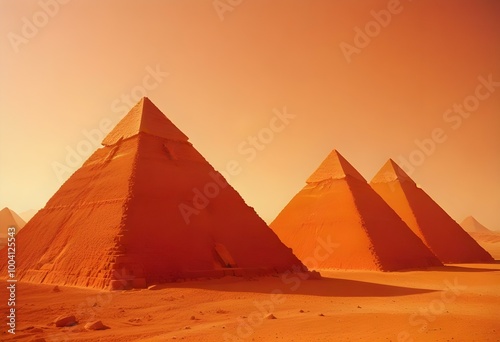 Three orange geometric shapes on an orange background