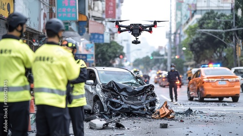 Daytime wreck inspection using drone surveillance