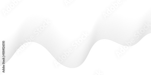 Abstract gray wave dynamic curve dots lines background. Energy technology concept halftone modern backdrop design for business, presentation, banner.