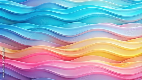 Tranquil colorful wave patterns soft gradients blend blue pink yellow artistic soothing backgrounds