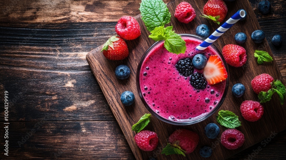 Refreshing Berry Smoothie with Fresh Mint Garnish Refreshing Berry Smoothie with Fresh Mint Garnish