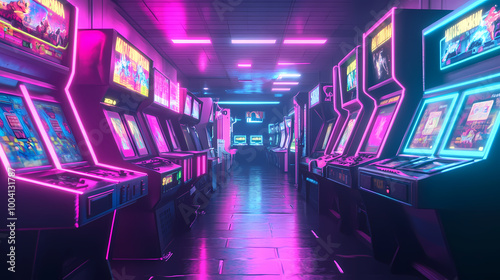 Generative AI, 80s Arcade Machines and Futuristic Digital Elements Collide in a Neon Virtual World