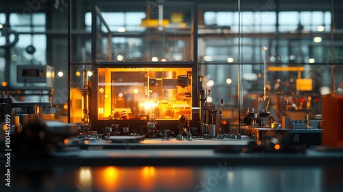 Advanced Metallurgical Lab with Glowing Furnace - High-Tech Metal Production Facility with Precision Instruments and Tools in 3D Render