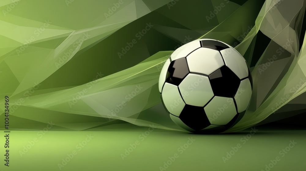 Stylish Soccer Ball on Green Abstract Background Stylish Soccer Ball on Green Abstract Background