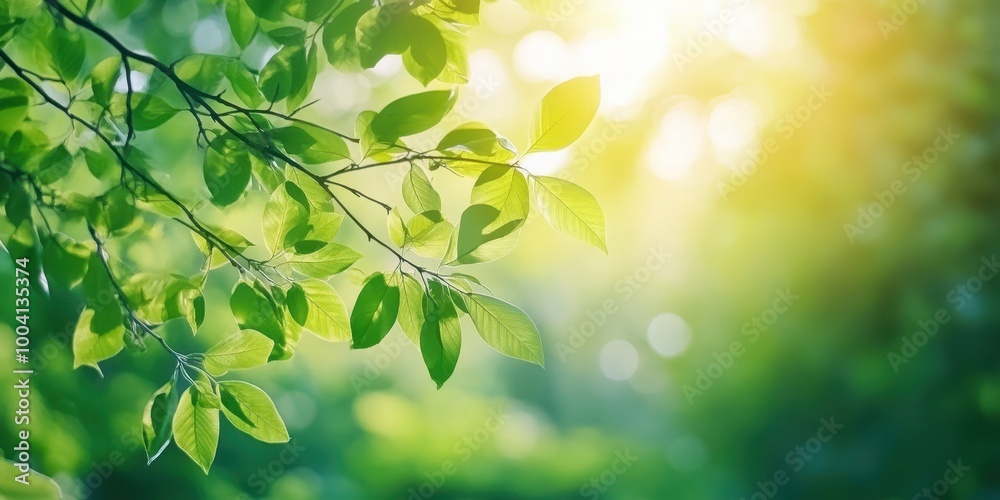 A serene scene featuring vibrant green leaves illuminated by soft sunlight in a peaceful nature setting. A serene scene featuring vibrant green leaves illuminated by soft sunlight in a peaceful nature setting.