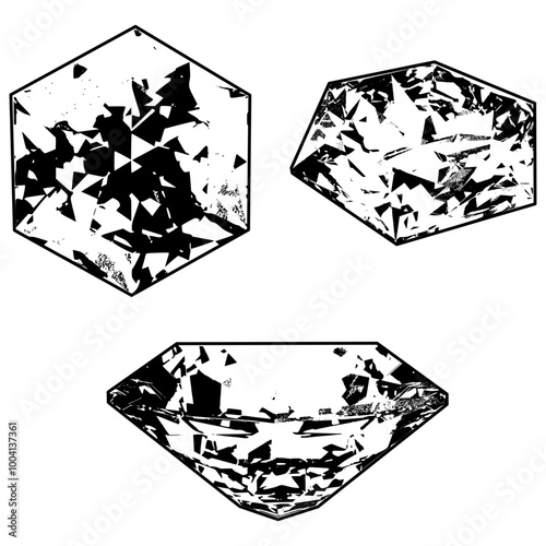 set of shapes hexagon diamond, jewel desig  photo