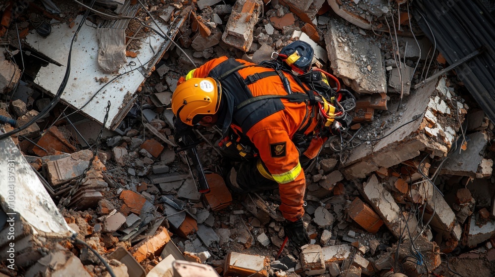 Urban Search and Rescue Team in Action after Earthquake Devastation Urban Search and Rescue Team in Action after Earthquake Devastation