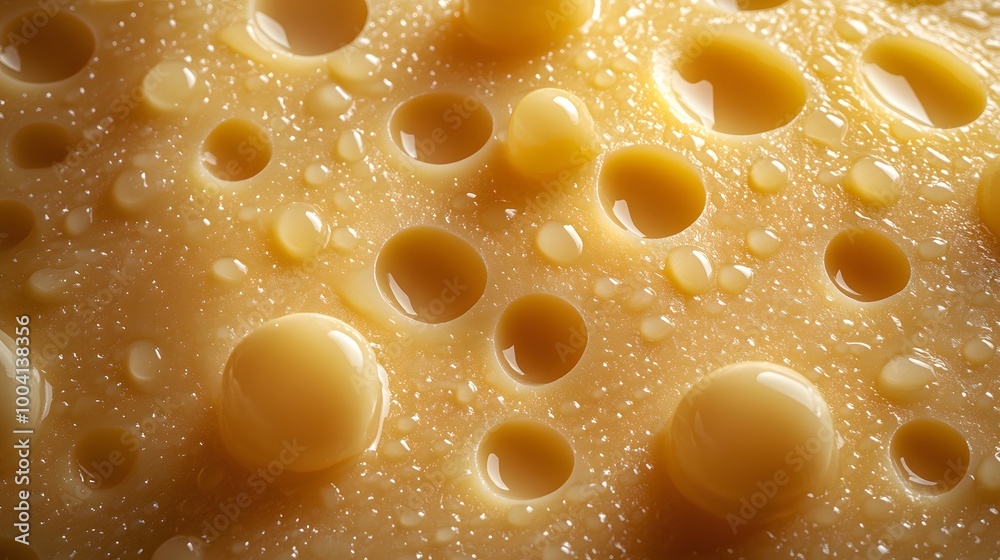 Close-up of the textures and holes of Swiss cheese slices arranged in a circular pattern Close-up of the textures and holes of Swiss cheese slices arranged in a circular pattern