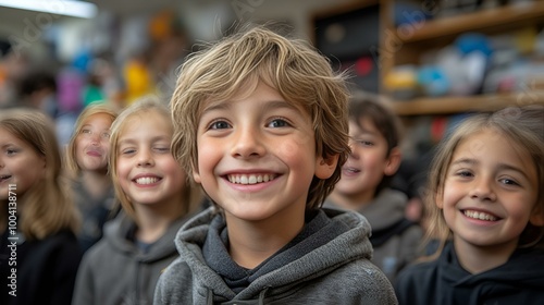 a group of children smiling

