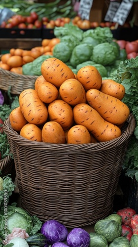 Sweet potatoes in a market.